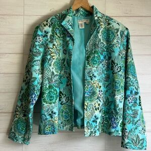 Coldwater Creek, Sequin, floral-patterned, Bohemian Turquoise jacket.